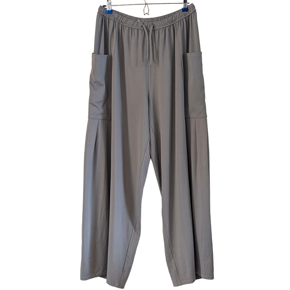 Halara Wide Leg Cargo Pants M Gray Drawstring Stretch Travel Lounge
